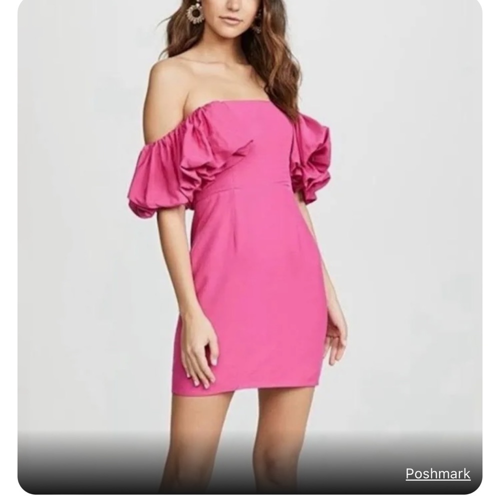 Hot pink fame and partners puff sleeve dress
